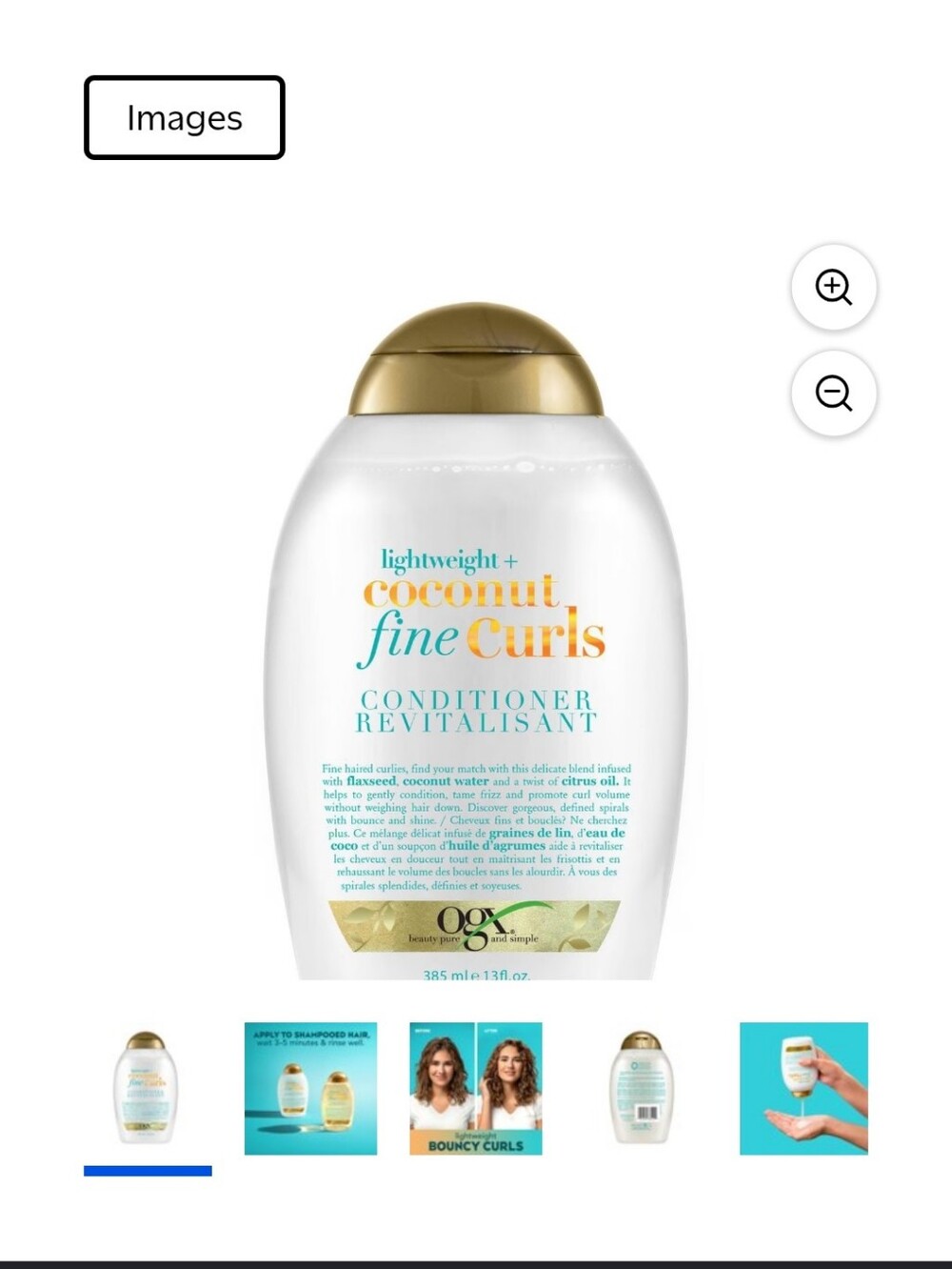 OGX Lightweight Coconut Fine Curls Conditioner – White